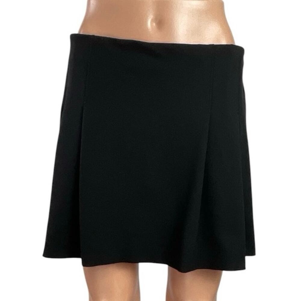 MNG Mango Women's Black Mid Waist Pull On Pleated A Line Mini Skirt Size M